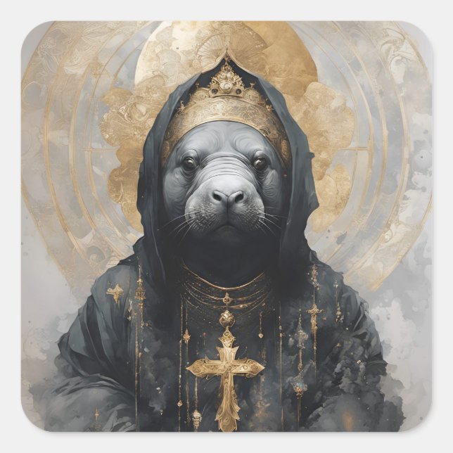 Pegatina Cuadrada Manatee Nun (Anverso)
