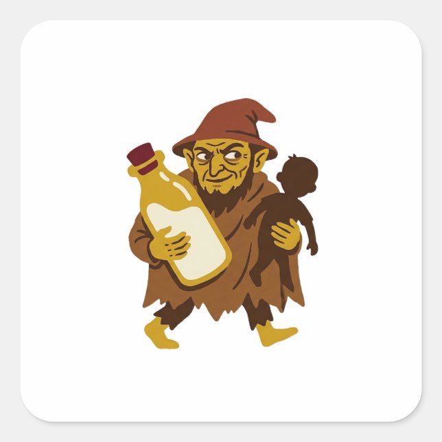 Pegatina Cuadrada Manci Bottle (Anverso)