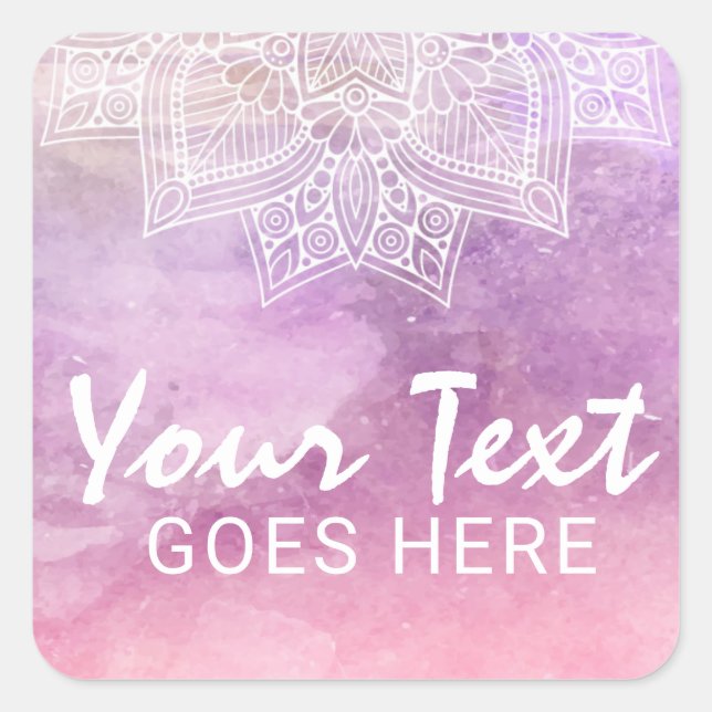 Pegatina Cuadrada Mandala Acuarela Sanación Holística y Espiritual (Anverso)
