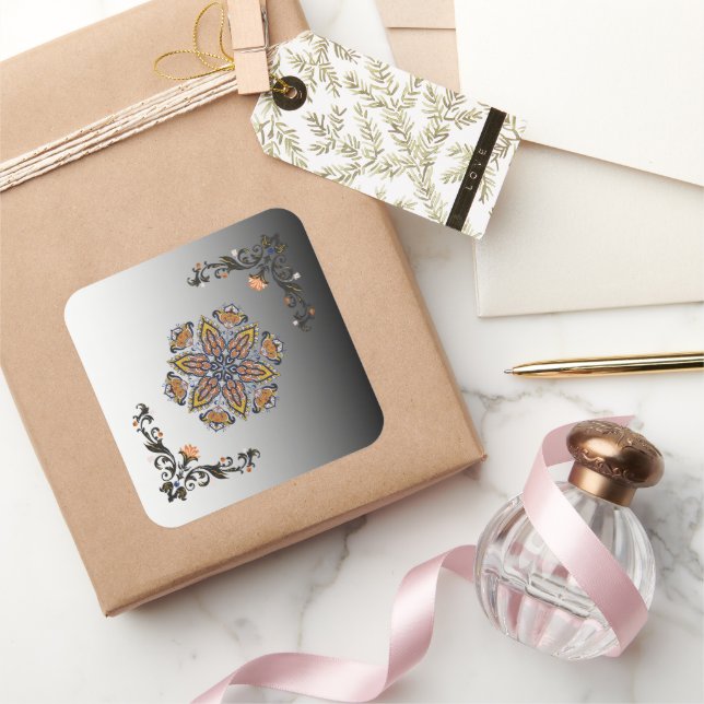 Pegatina Cuadrada Mandala Bloom Oscuro y Claro (Regalar)