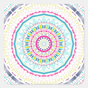 Pegatina Cuadrada mandala colorido