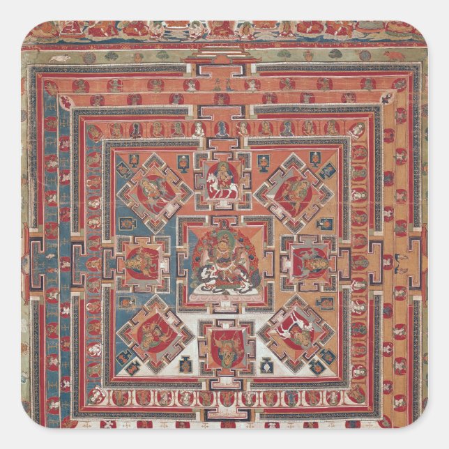 Pegatina Cuadrada Mandala de Vaishravana (Anverso)