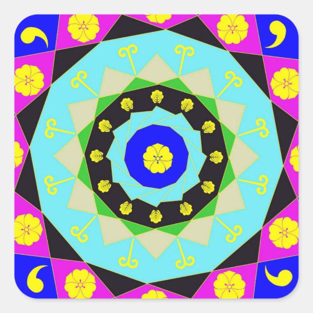 Pegatina Cuadrada Mandala:Decorativo (Anverso)