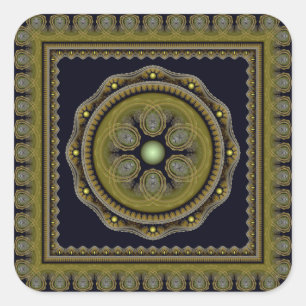 Pegatina Cuadrada Mandala fabulosa fractal