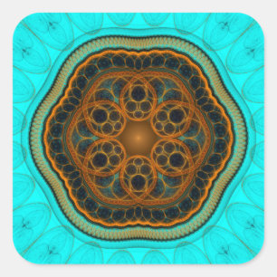 Pegatina Cuadrada Mandala fractal armónica
