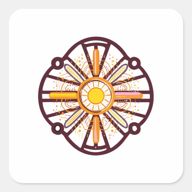 Pegatina Cuadrada mandala Lumber flagmandala Lumber Pen (Anverso)