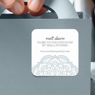 Pegatina Cuadrada Mandalá moderno agradecimiento pequeña empresa