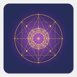 Pegatina Cuadrada Mandala Sagrado Celestial – Geometría Mística