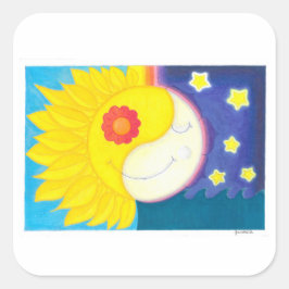 Pegatina Cuadrada Mandala: Solflor e Luaflor