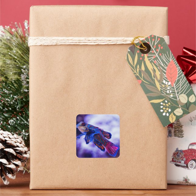 Pegatina Cuadrada Mandarin Goby Fish (Vacaciones)