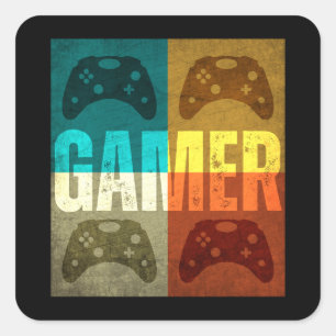 PEGATINA CUADRADA MANDO DE VIDEOJUEGOS RETRO GAMER