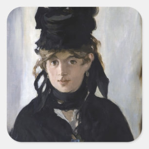 Pegatina Cuadrada Manet - Berthe Morisot con un ramo de violetas