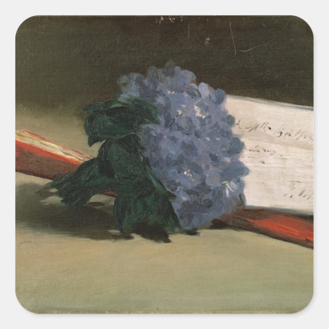 Pegatina Cuadrada Manet | Bouquet de Violetas, 1872 (Anverso)