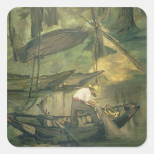 Pegatina Cuadrada Manet el   el pescador, c.1861