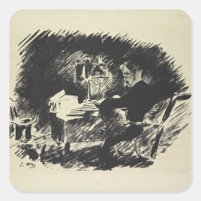 Pegatina Cuadrada Manet | Le Corbeau , 1875 (Anverso)