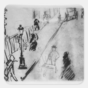 Pegatina Cuadrada Manet Rue Mosnier, c.1878