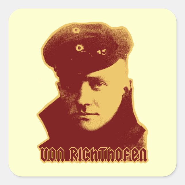 Pegatina Cuadrada Manfred Von Richthofen (Anverso)