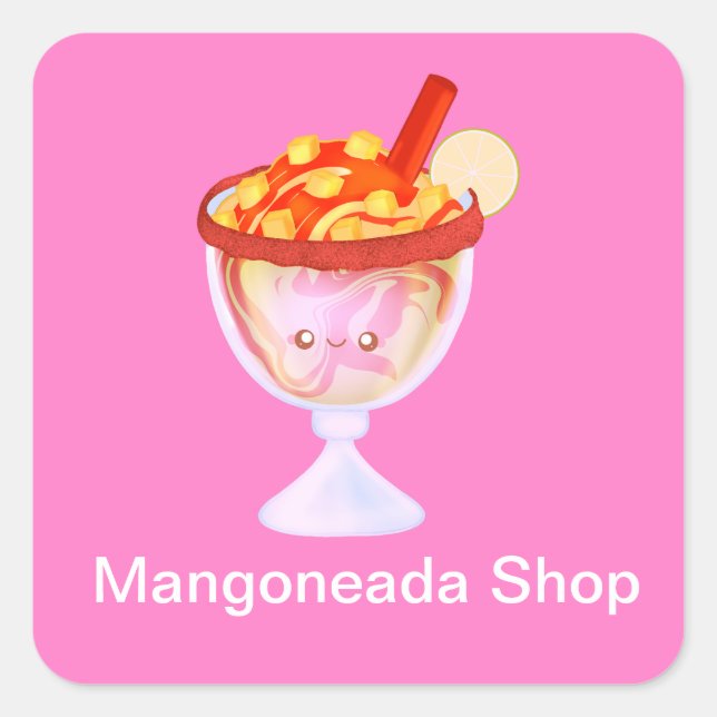 Pegatina Cuadrada Mangoneada De Mango (Anverso)