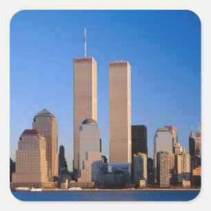 Pegatina Cuadrada Manhattan Skyline y Hudson River, Nueva York, 2