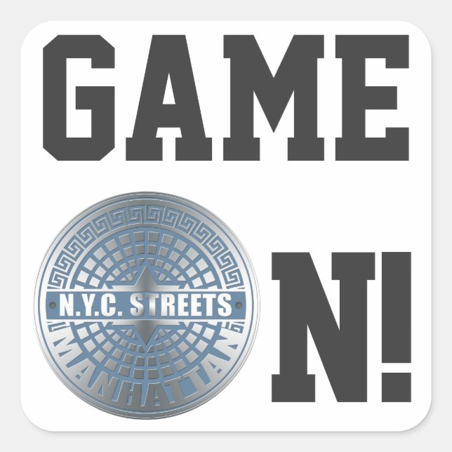 Pegatina Cuadrada Manhole Covers Manhattan (Anverso)