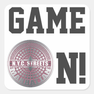 Pegatina Cuadrada Manhole Covers Manhattan