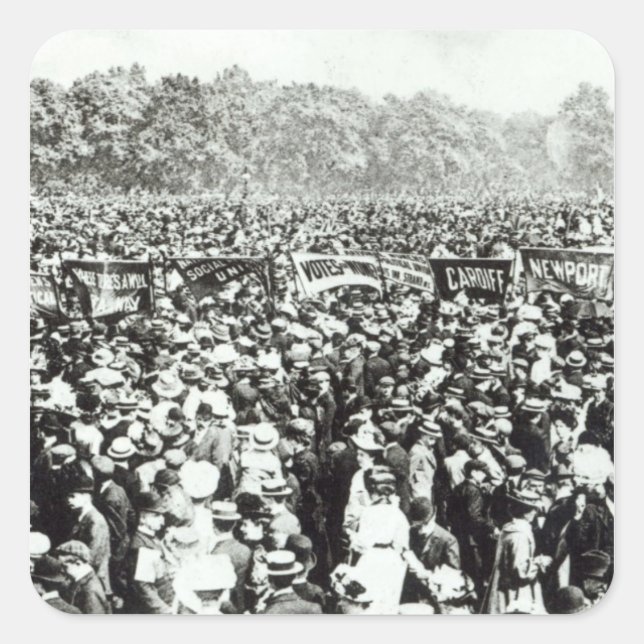 Pegatina Cuadrada Manifestación de Grandes Votos para Mujeres en Hyd (Anverso)