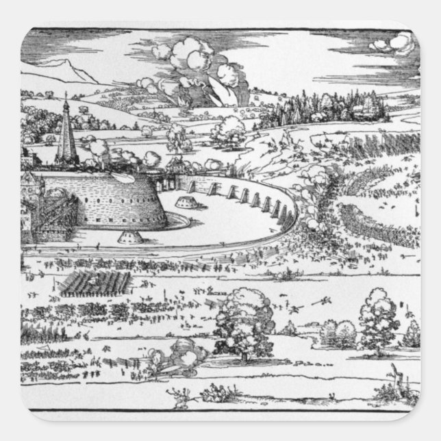 Pegatina Cuadrada Manifestación de medidas defensivas (Anverso)