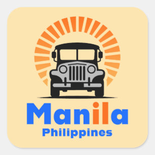 Pegatina Cuadrada Manila Filipinas Sudeste Asiático