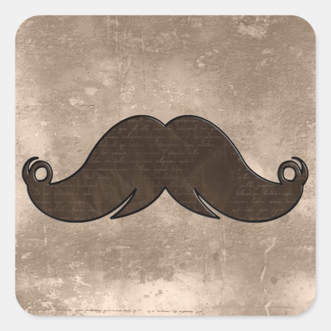 Pegatina Cuadrada Manillar retro Mustache (Anverso)