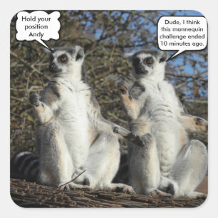 Pegatina Cuadrada Mannequin Challenged Lemurs