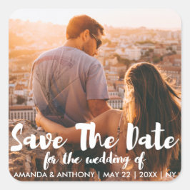 Pegatina Cuadrada Mano blanca moderna escrita poniendo letras a