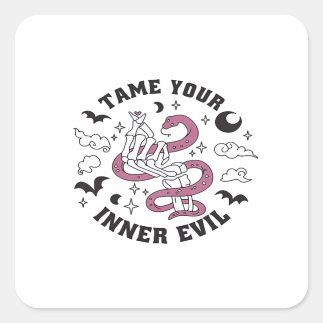 Pegatina Cuadrada Mano de esqueleto haciendo corazón (Anverso)