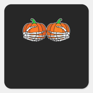 Pegatina Cuadrada Mano De Esqueleto Sobre Las Mujeres De Halloween D
