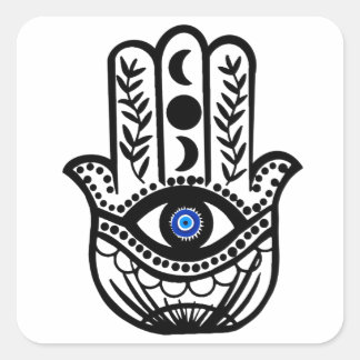 Pegatina Cuadrada Mano de Hamsa Fatima Mal Ojo