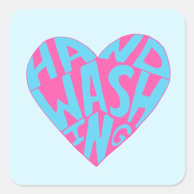 Pegatina Cuadrada Mano de lavado manual (Anverso)