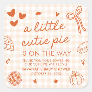 Pegatina Cuadrada Mano De Otoño Dibujó Un Pequeño Baby Shower De Pie