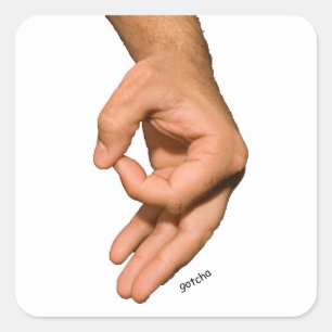 Pegatina Cuadrada Mano del juego del círculo Gotcha