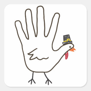 Pegatina Cuadrada mano del pavo