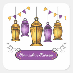 Pegatina Cuadrada mano dibujada-ramadan-kareem- cadena de camisetas