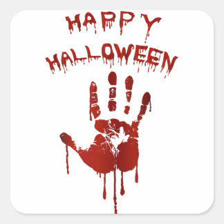Pegatina Cuadrada Mano sangrienta de Halloween