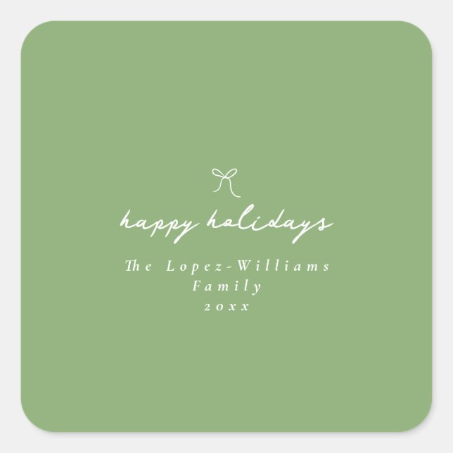 Pegatina Cuadrada Mano sencilla dibujada en Navidades verdes y blanc (Anverso)