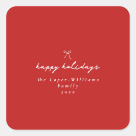 Pegatina Cuadrada Mano simple dibujada de Navidades rojos y blancos