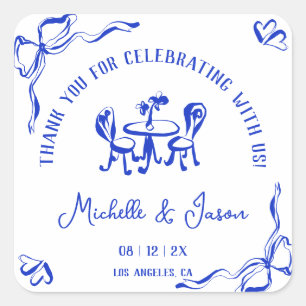 Pegatina Cuadrada Mano singular y caprichoso dibujado en francés: Gr