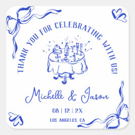 Pegatina Cuadrada Mano singular y caprichoso dibujado en francés: Gr