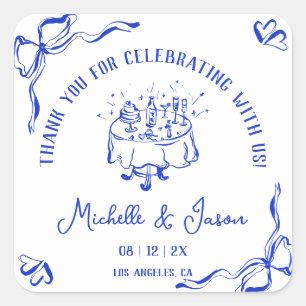 Pegatina Cuadrada Mano singular y caprichoso dibujado en francés: Gr