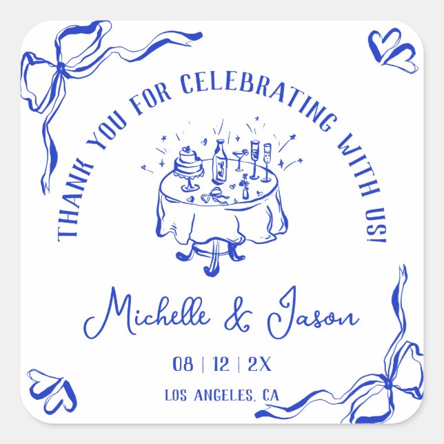 Pegatina Cuadrada Mano singular y caprichoso dibujado en francés: Gr (Anverso)