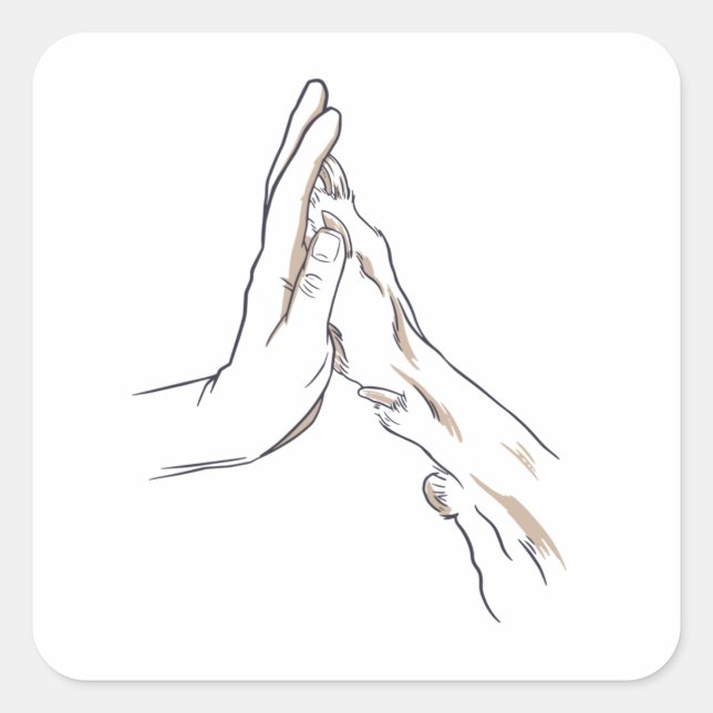 Pegatina Cuadrada Mano y garra (Anverso)