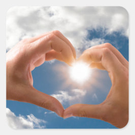 Pegatina Cuadrada Manos de amor