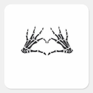 Pegatina Cuadrada Manos De Esqueleto En Forma De Corazón - Arte Únic