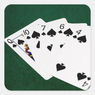 Pegatina Cuadrada Manos de Póquer - Flush - Spades Suite